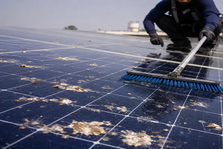 Solar Panel Pigeon Poop Removal Without Warranty Risk